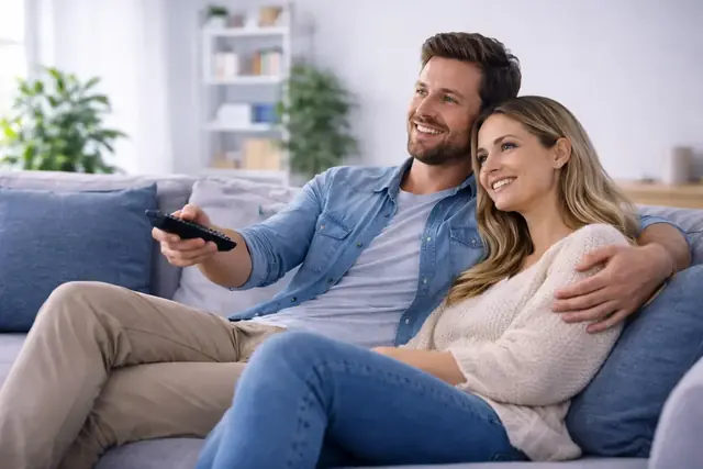 A family watching Nartiel8k on the living-room television
